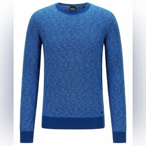 Hugo Boss Men's Heathered Blue Crewneck Sweater Cotton Size L
